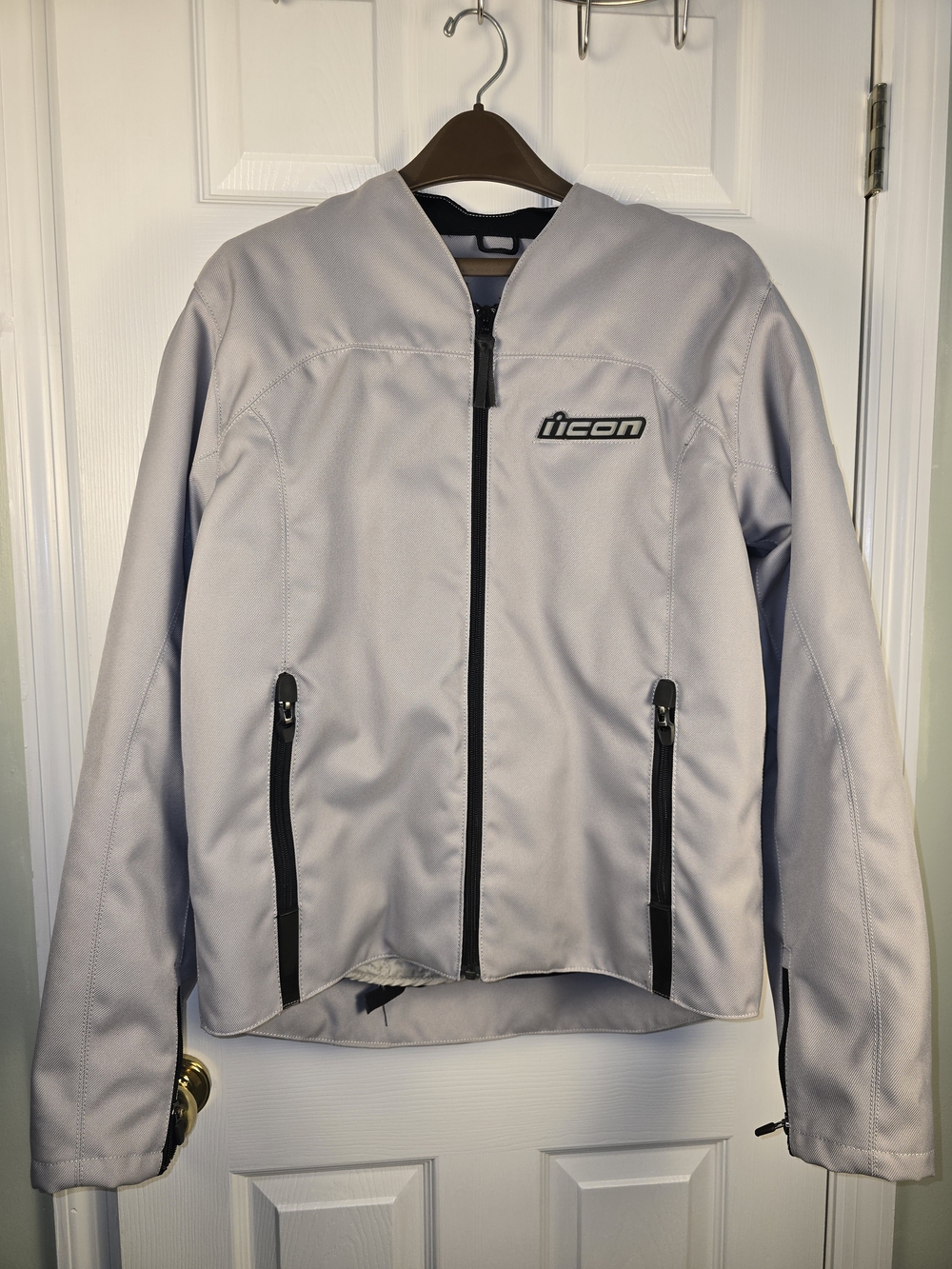 ICON Light Gray Performance Moto Style Jacket Impact Protectors